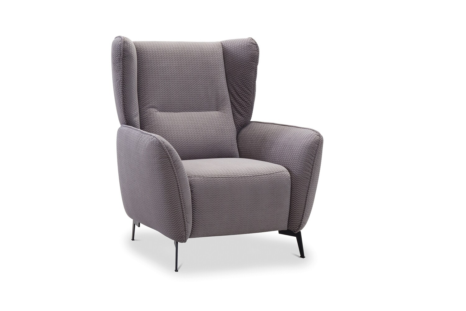 Fotoliu de calitate în stil scandinav cu funcție opțională de relaxare (manuală), suport pentru picioare (pouf) asortat, picioare metalice.